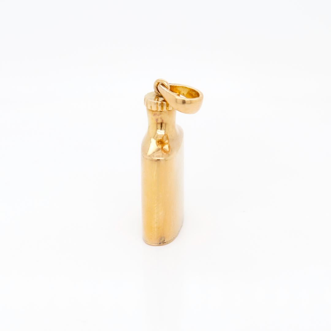 Retro 14k Gold Flask Form Miniature Perfume Bottle & Dauber Bracelet Charm 5