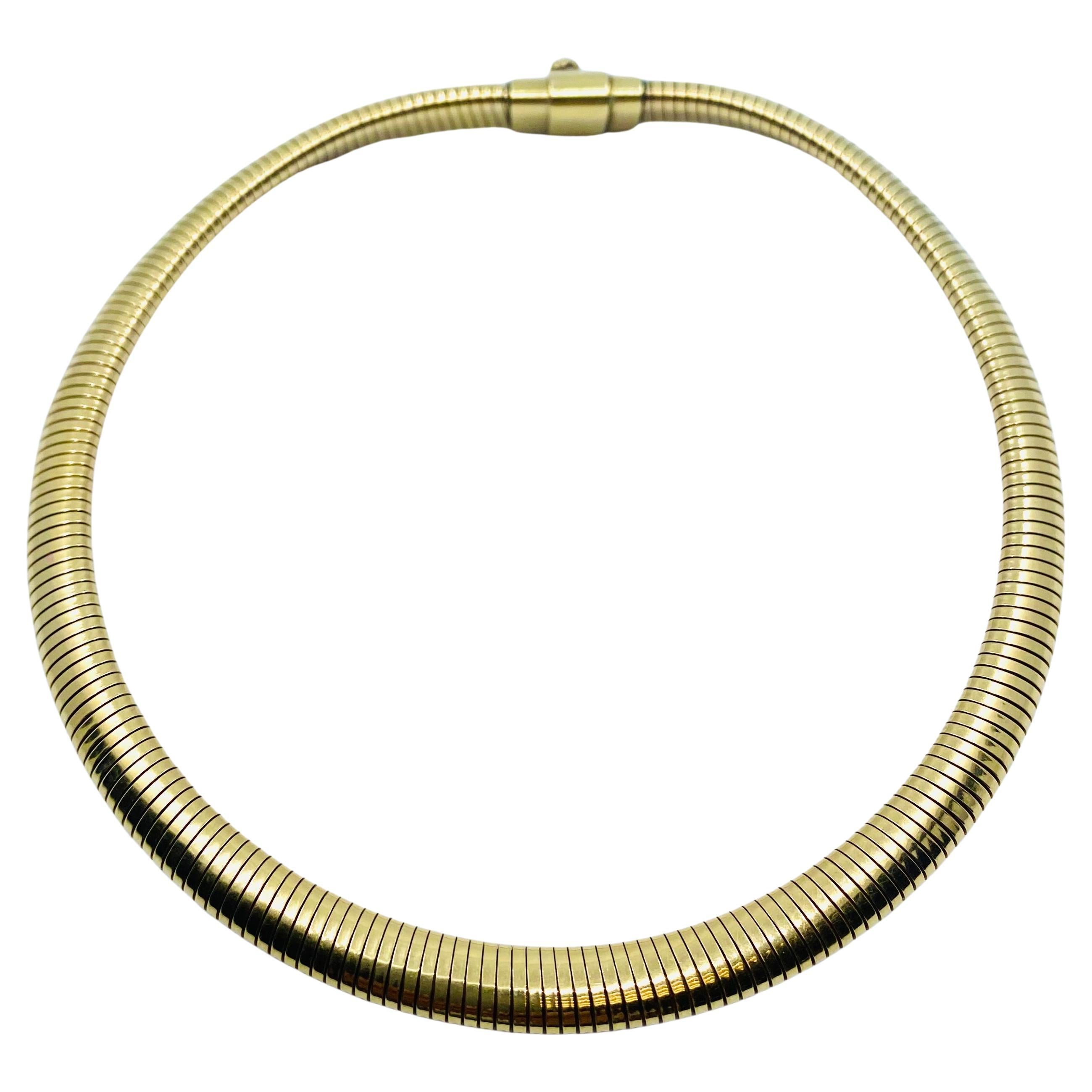 Retro 14k Gold Forstner Tubogas Necklace In Good Condition In Beverly Hills, CA