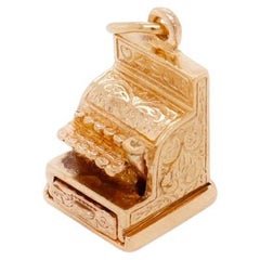 Retro 14k Gold "Heart for Sale" Cash Register Charm for a Charm Bracelet
