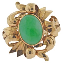 Vintage 14k Gold Jade Cocktail Ring