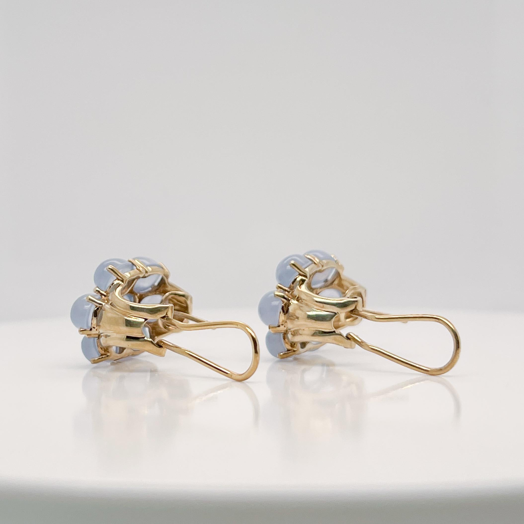 Retro 14K Gold & Mondstein Cabochon-Ohrringe 10