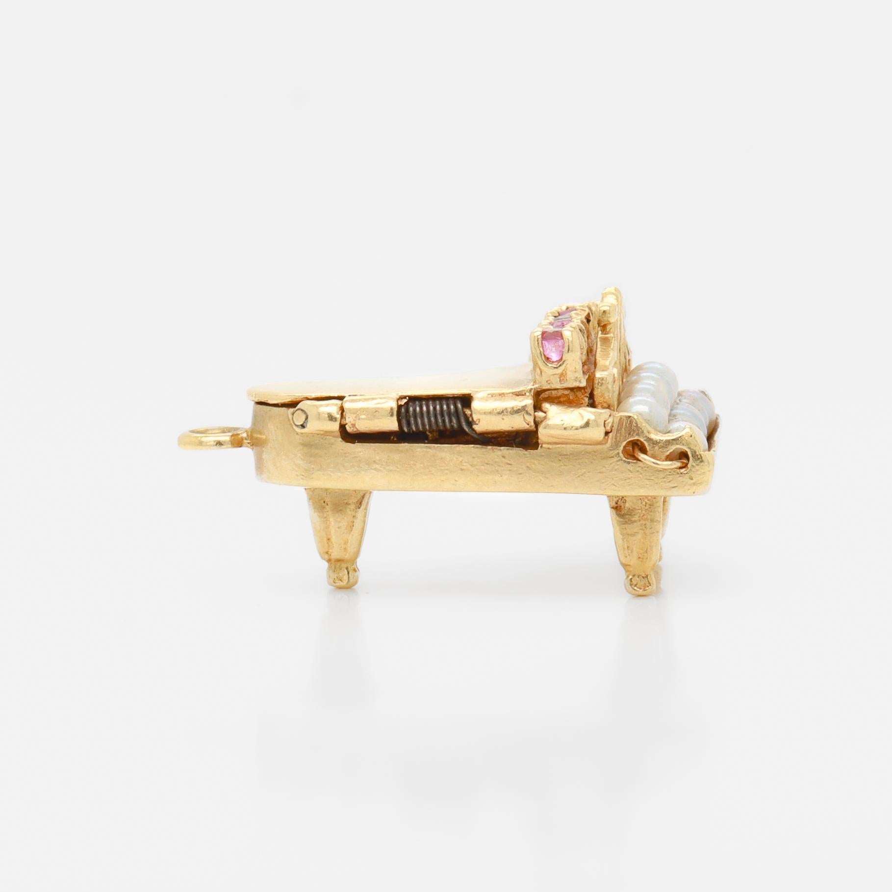 Retro 14k Gold & Multi-Gemstone Piano Charm or Pendant For Sale 6