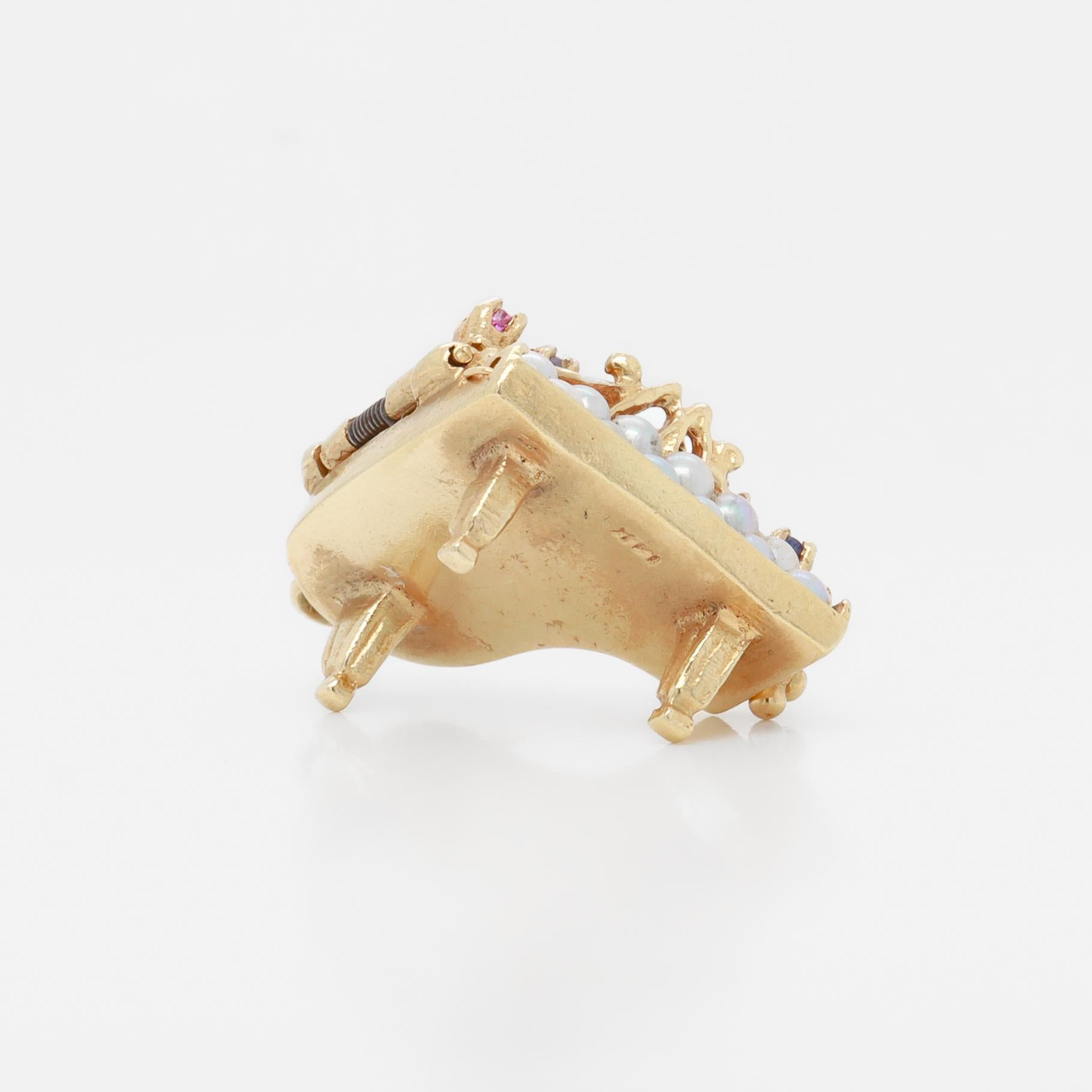 Retro 14k Gold & Multi-Gemstone Piano Charm or Pendant For Sale 7