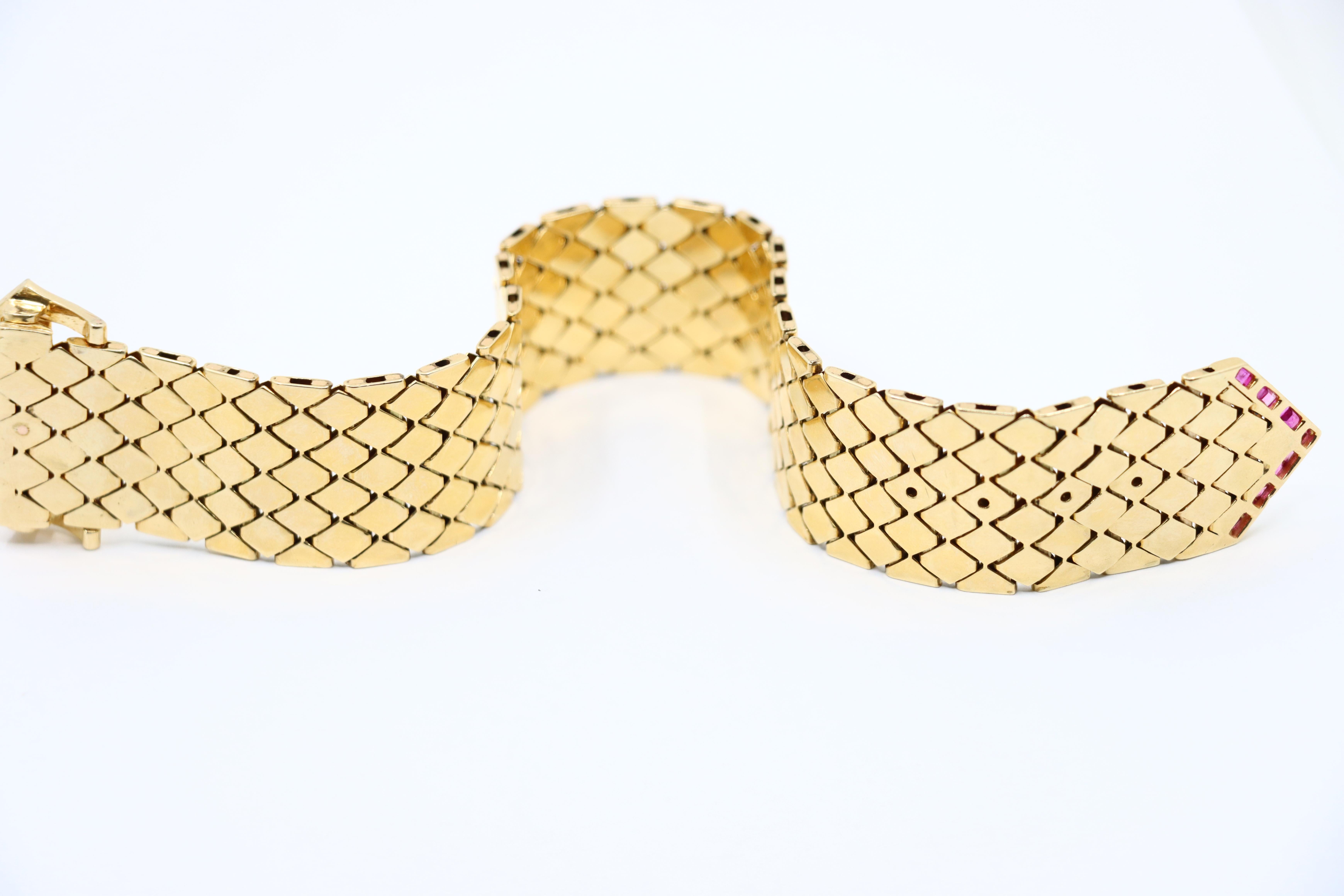 Retro 14K Gold Rubin-Diamanten-Schnalle-Armband im Angebot 8