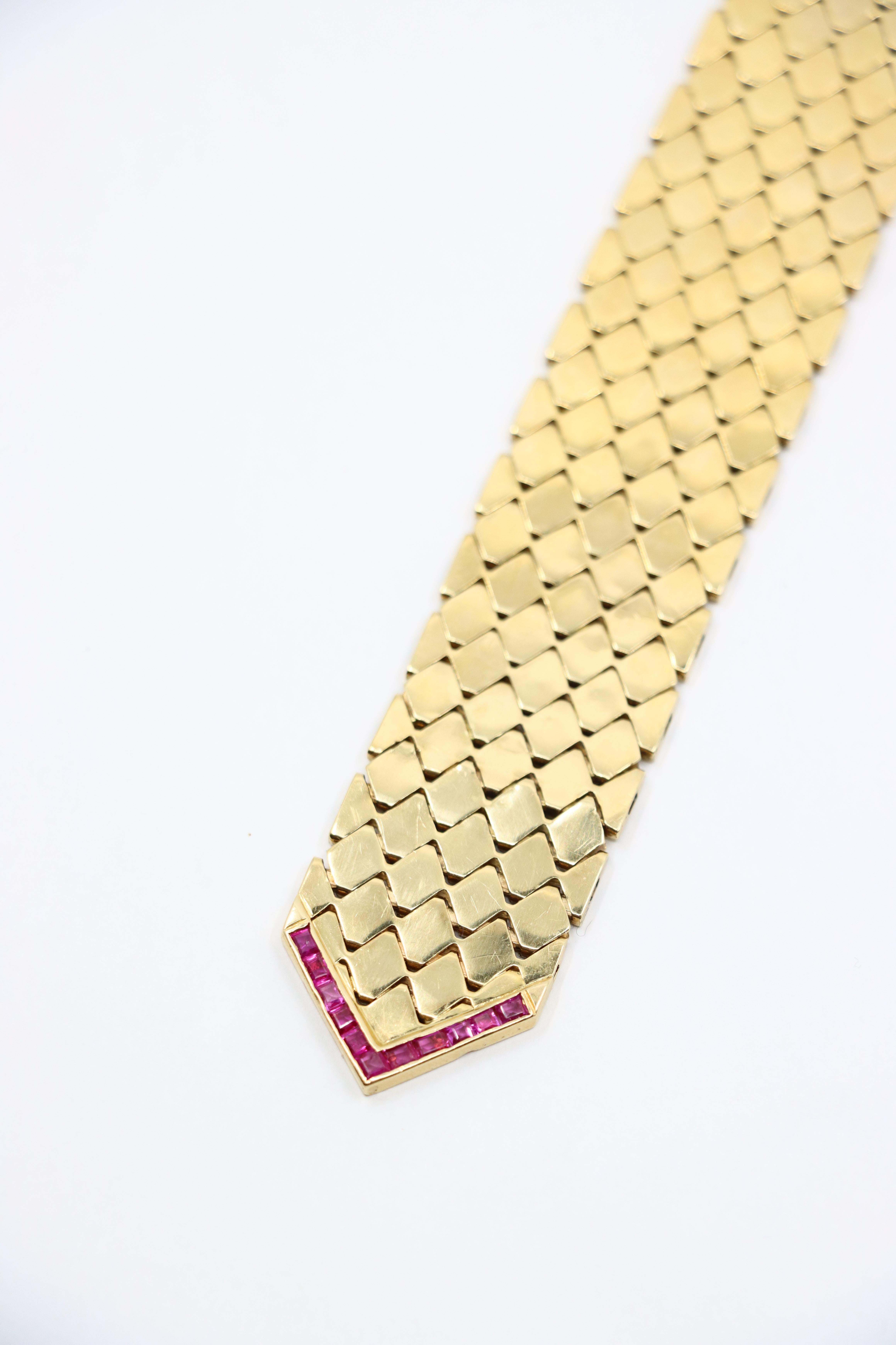 Retro 14K Gold Rubin-Diamanten-Schnalle-Armband im Angebot 2