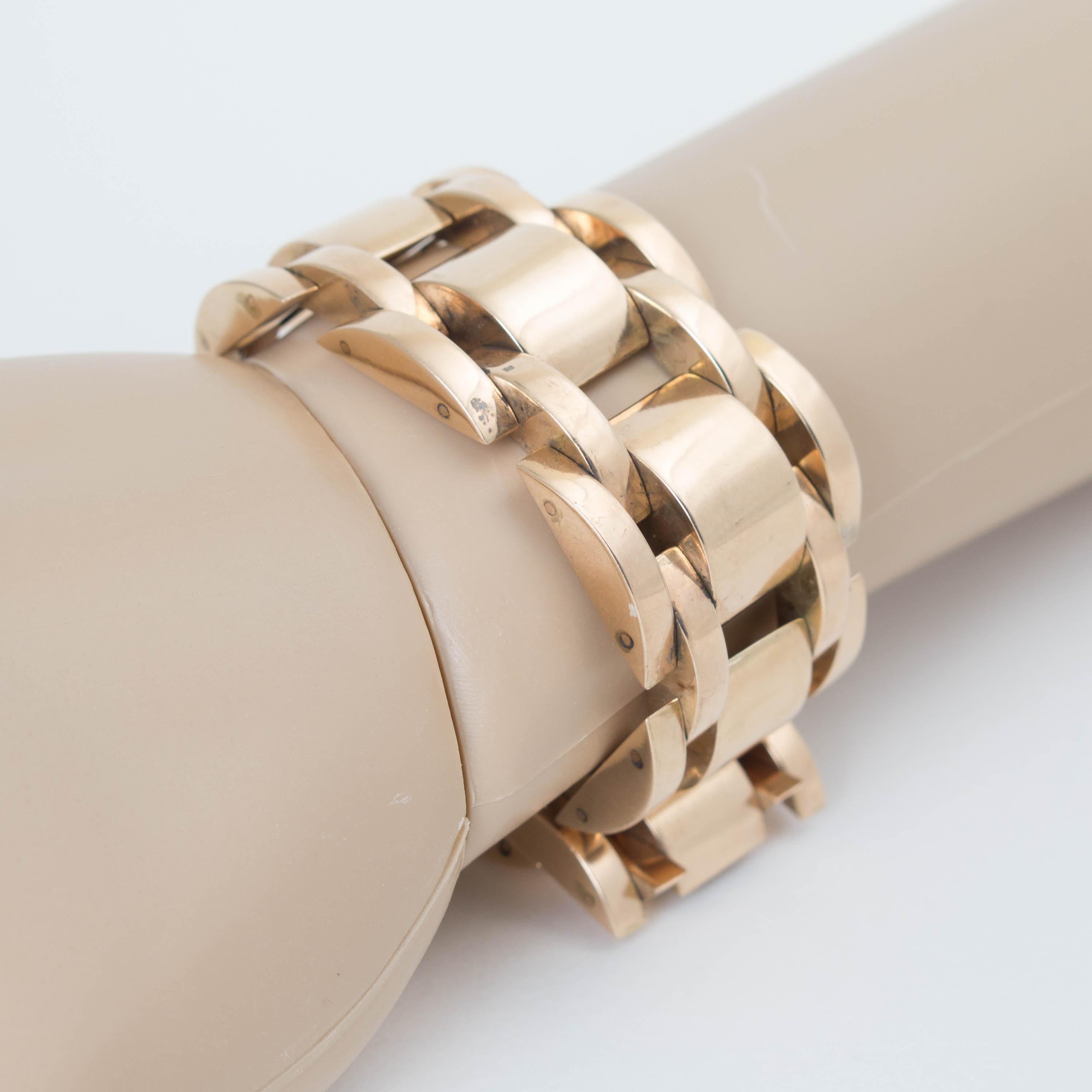 Retro 14K Gold Tank Bracelet In Good Condition For Sale In Austin, TX