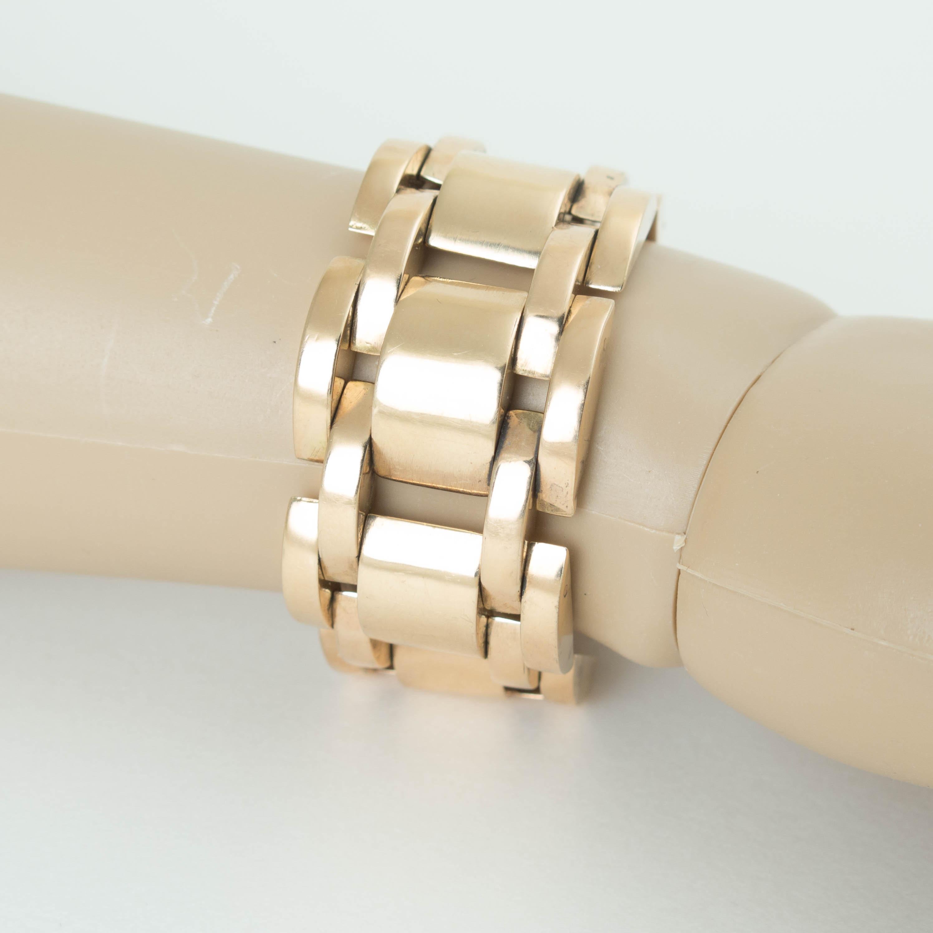 Women's or Men's Retro 14K Gold Tank Bracelet For Sale