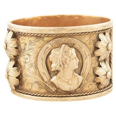 Retro 14k "Gypsy" Roma Bangle Cuff Bracelet