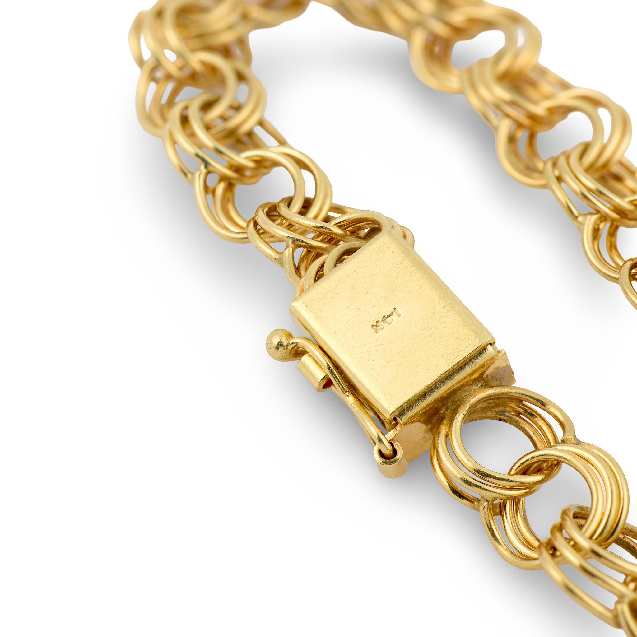 Retro 14k Link Bracelet Damen im Angebot