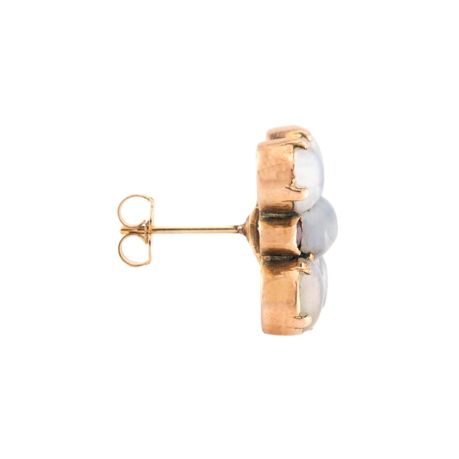 Rétro Set di orecchini e bracciali con pietra di luna e zaffiro in stile retrò 14k in vendita