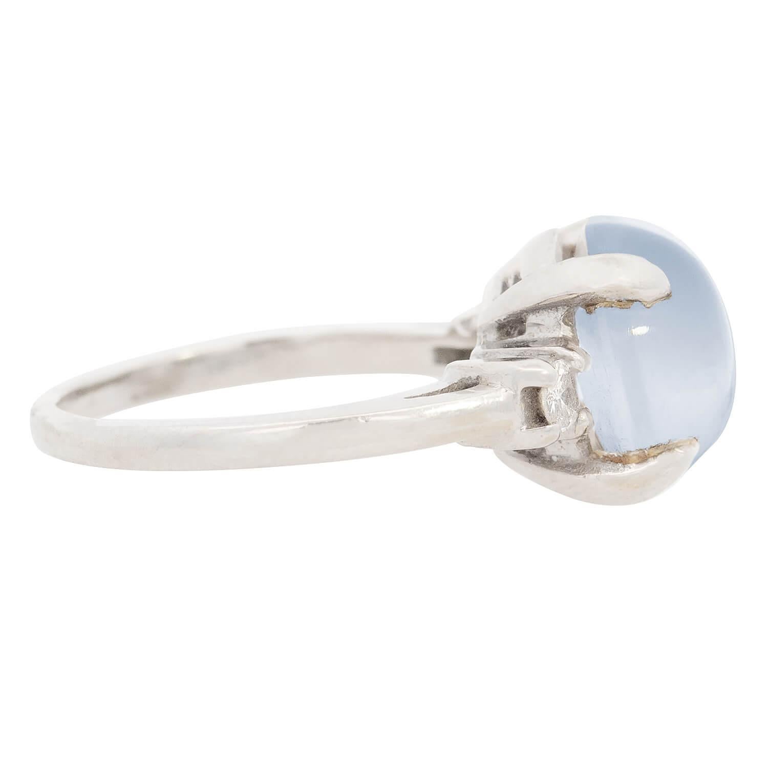 Retro 14k Moonstone & Diamond Ring (Cabochon) im Angebot