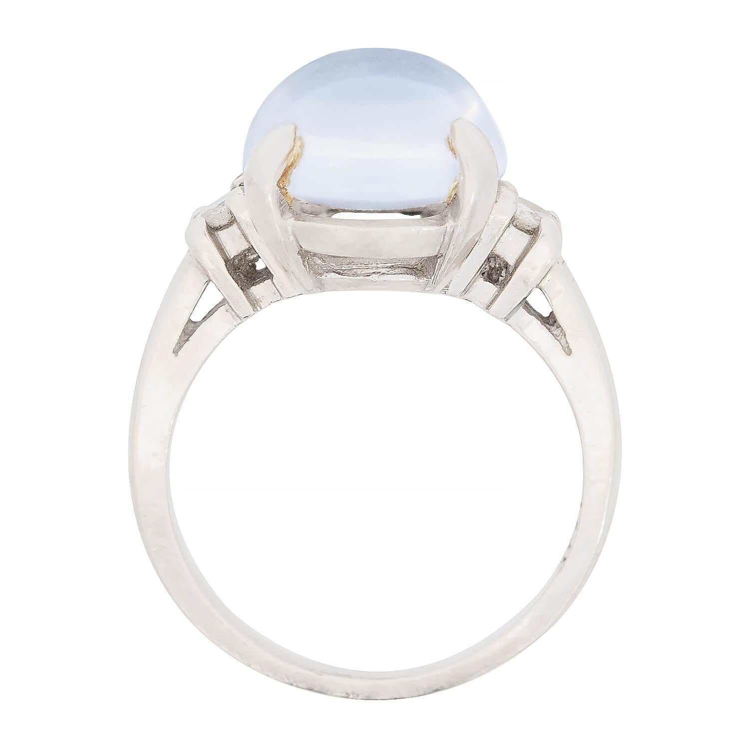 Retro 14k Moonstone & Diamond Ring im Zustand „Gut“ im Angebot in Narberth, PA