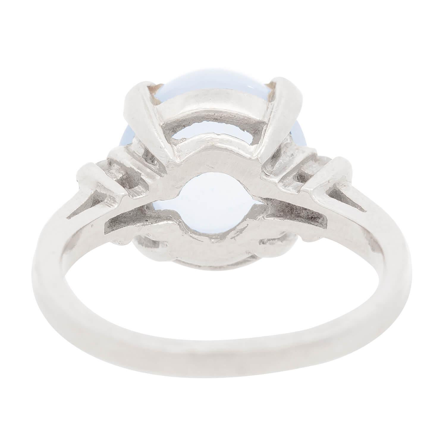 Retro 14k Moonstone & Diamond Ring Damen im Angebot