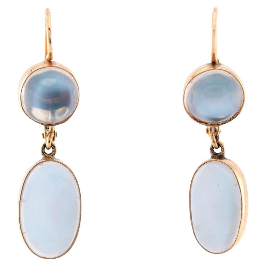 Retro 14k Moonstone Drop Earrings For Sale