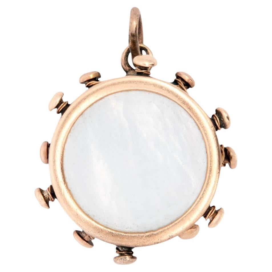 Retro 14k Mother Of Pearl Snare Drum Charm im Angebot