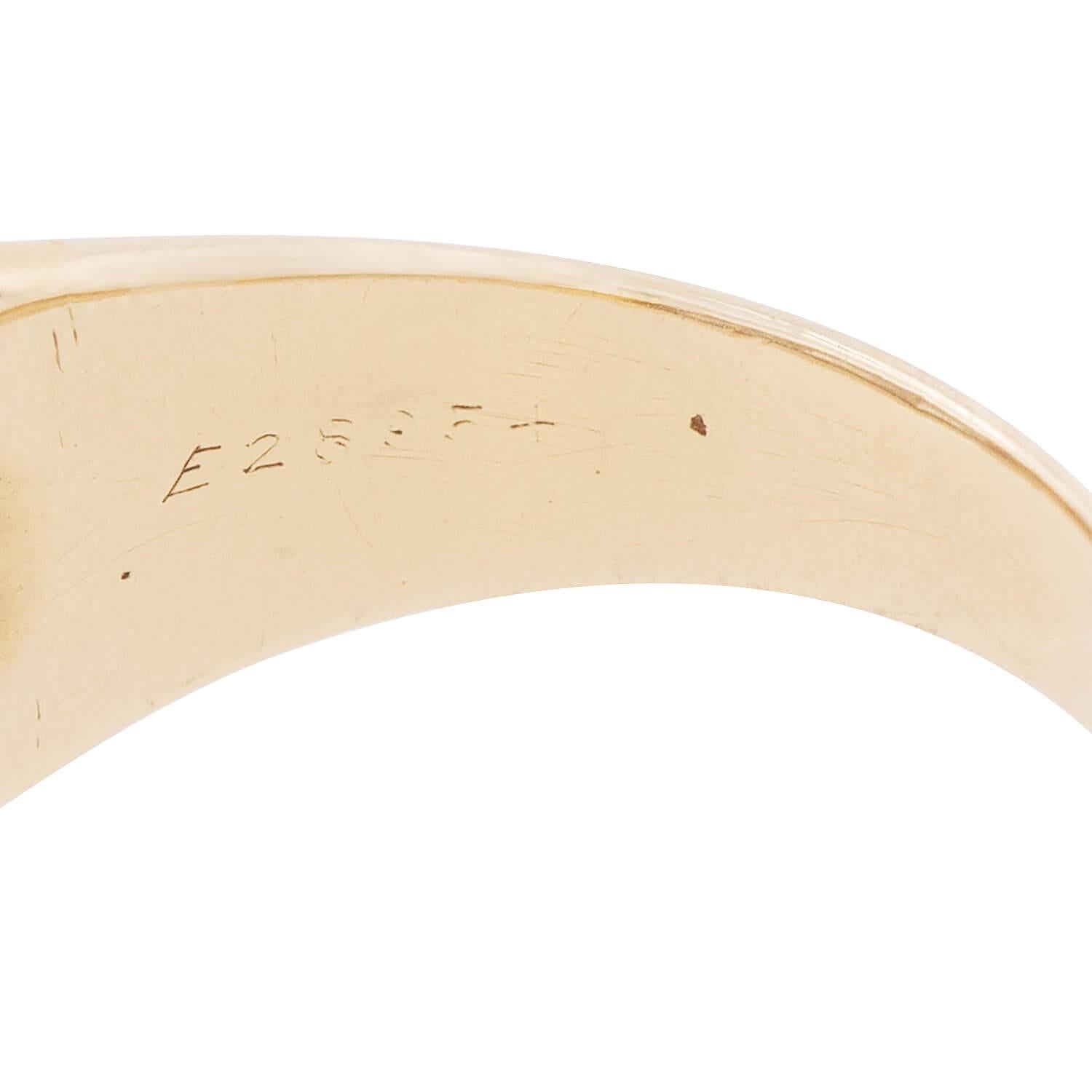 Retro 14k & Palladium Diamant-Ring mit drei Steinen im Angebot 1