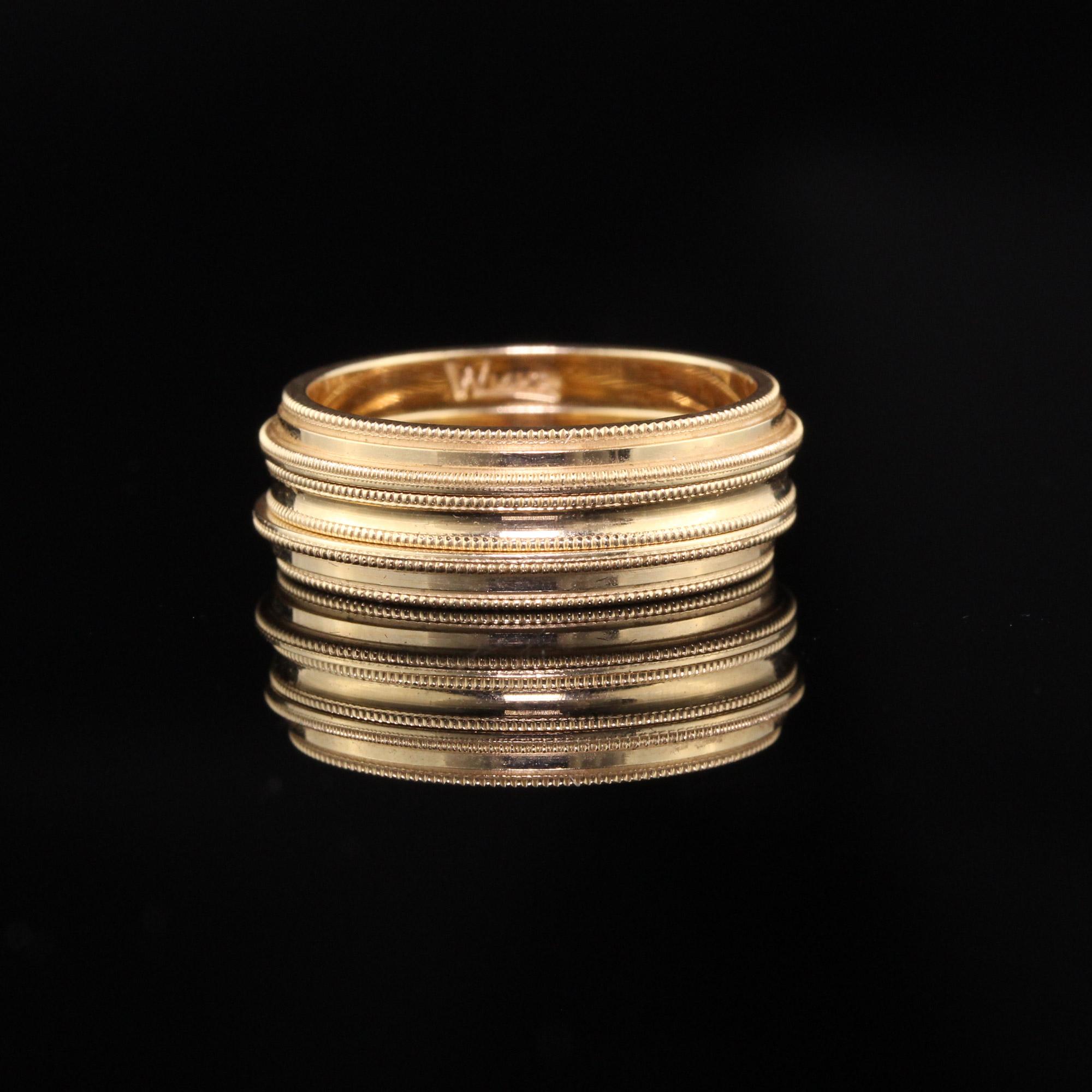 Rétro Bracelet rétro à trois empiècements en or rose 14 carats en vente