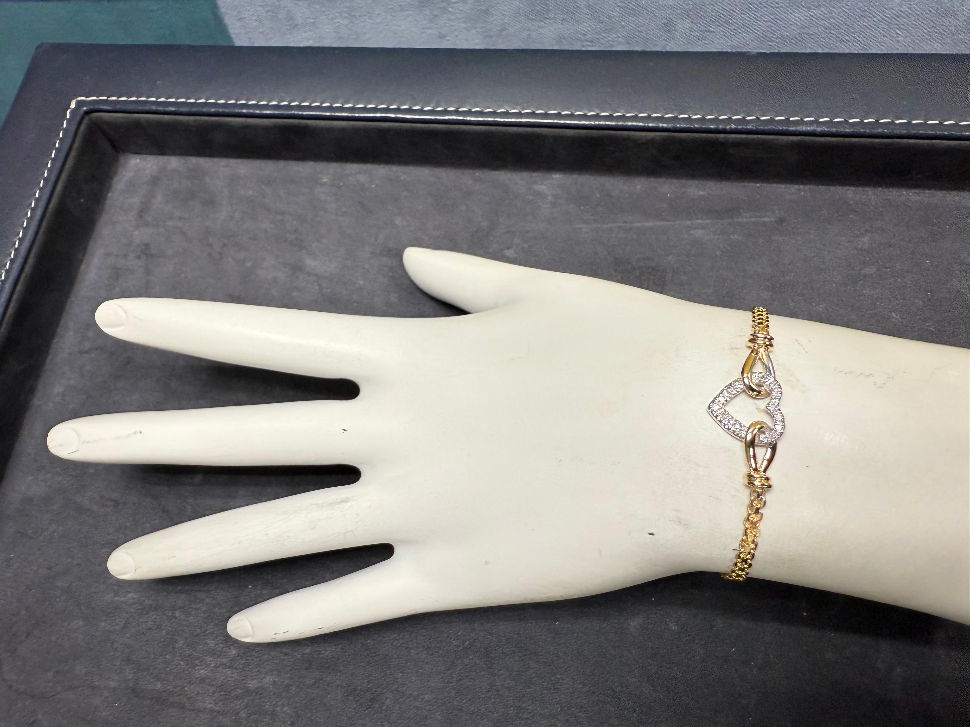 Donna Bracciale retrò con diamanti naturali in oro bicolore 14K CIRCA 1980 in vendita