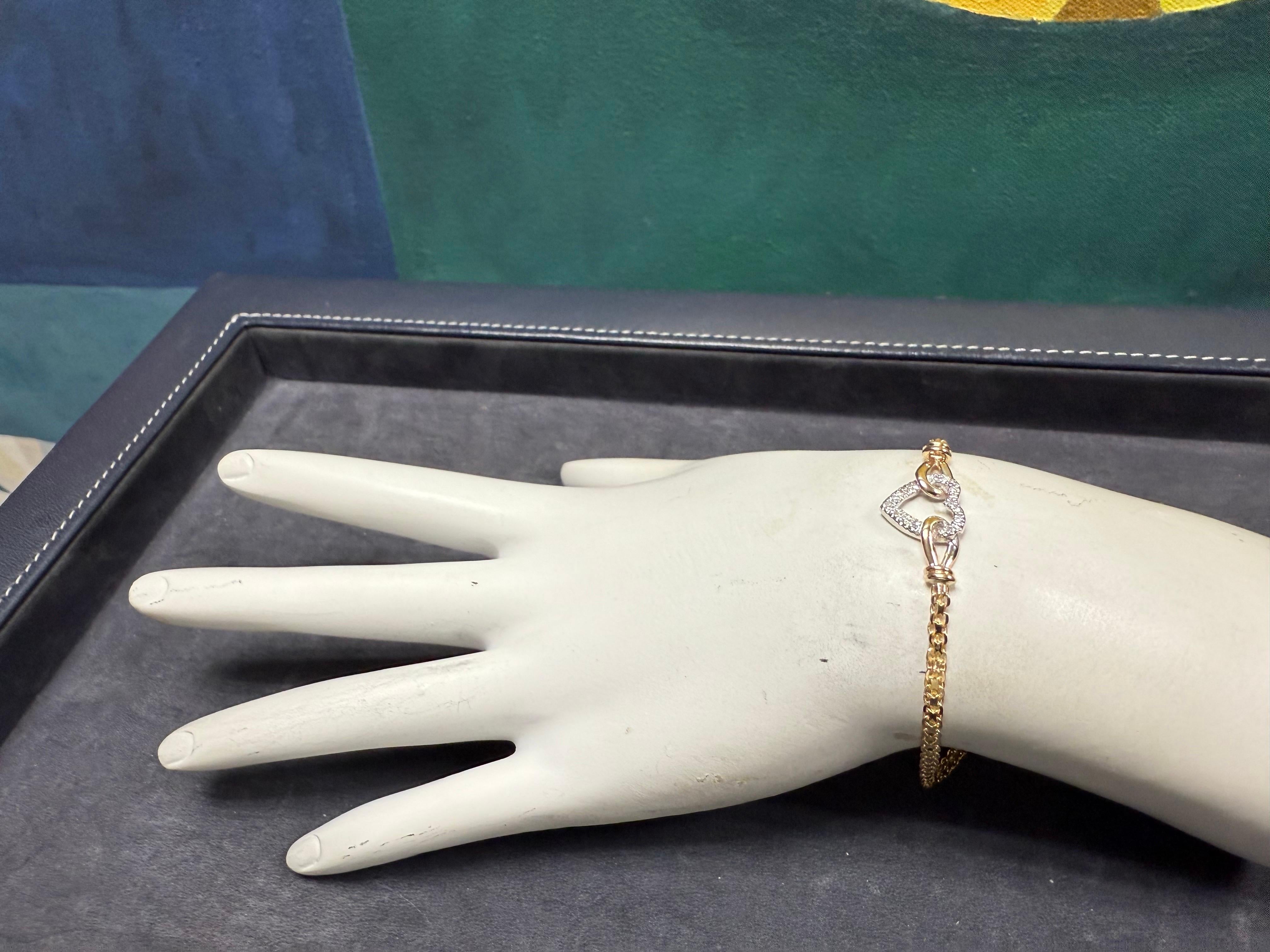 Bracciale retrò con diamanti naturali in oro bicolore 14K CIRCA 1980 in vendita 1