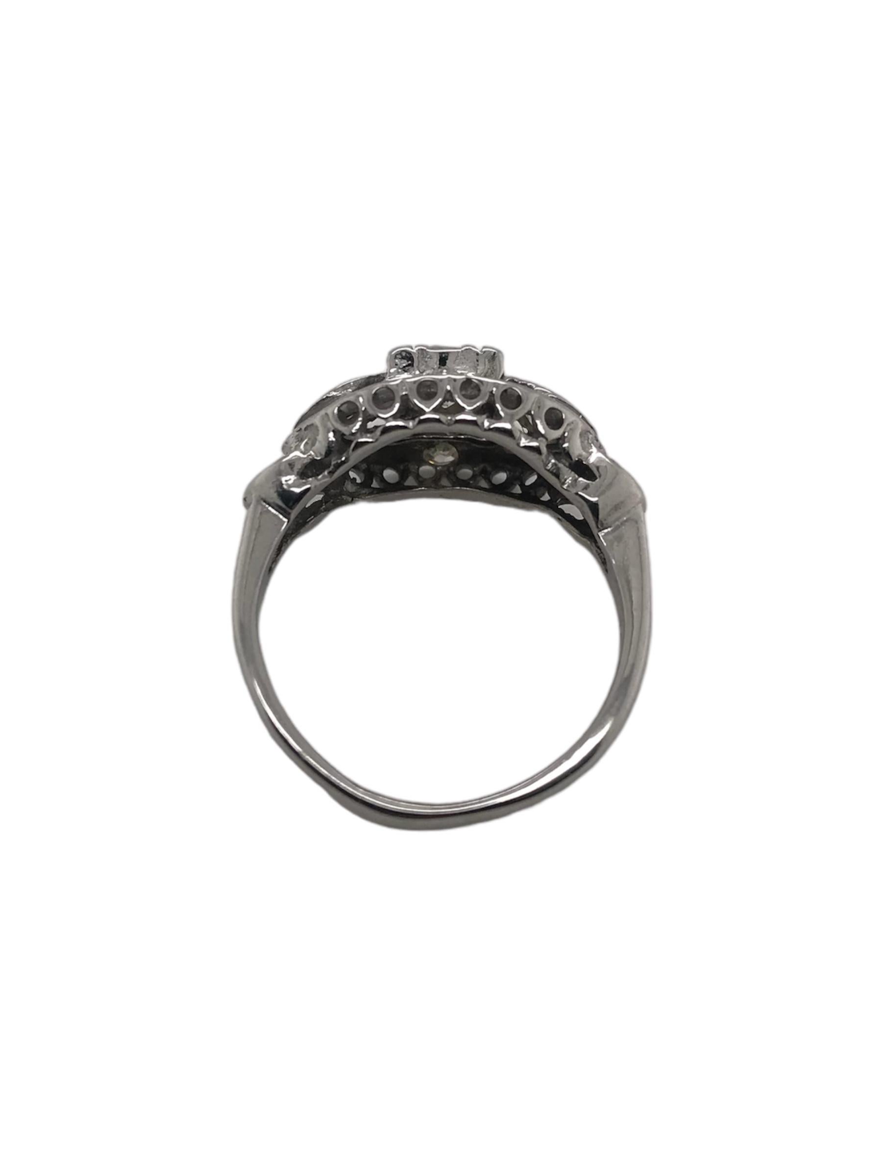 Retro 14K White Gold Diamond Cocktail Ring 0.35 Carat For Sale 3