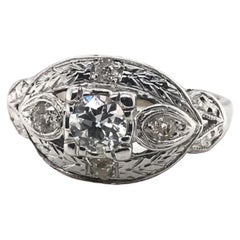 Anello Cocktail Retro in oro bianco 14K con diamanti da 0,35 carati