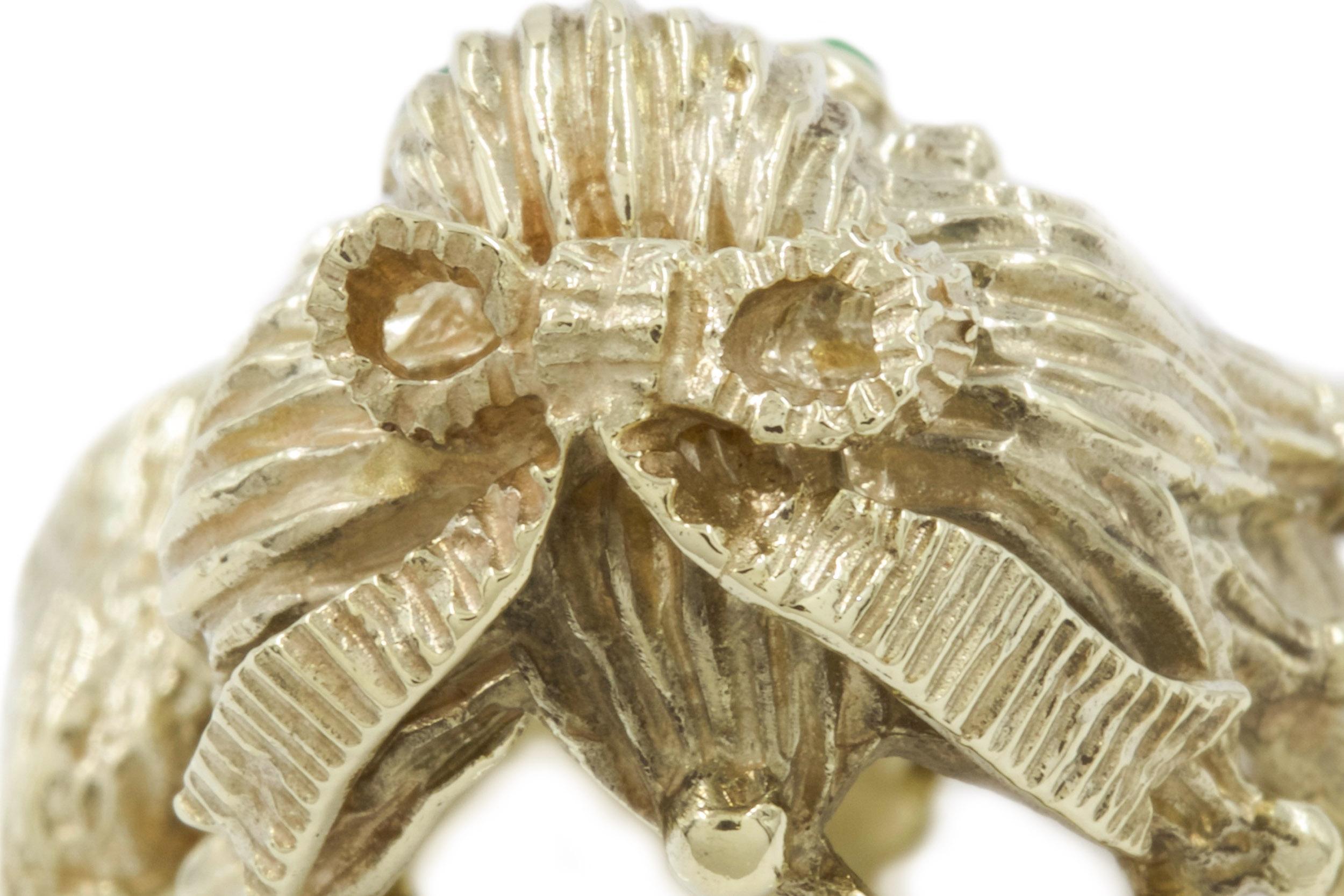 Retro 14k White Gold Figural Lion Brooch Pin Pendant, circa 1940s For Sale 1