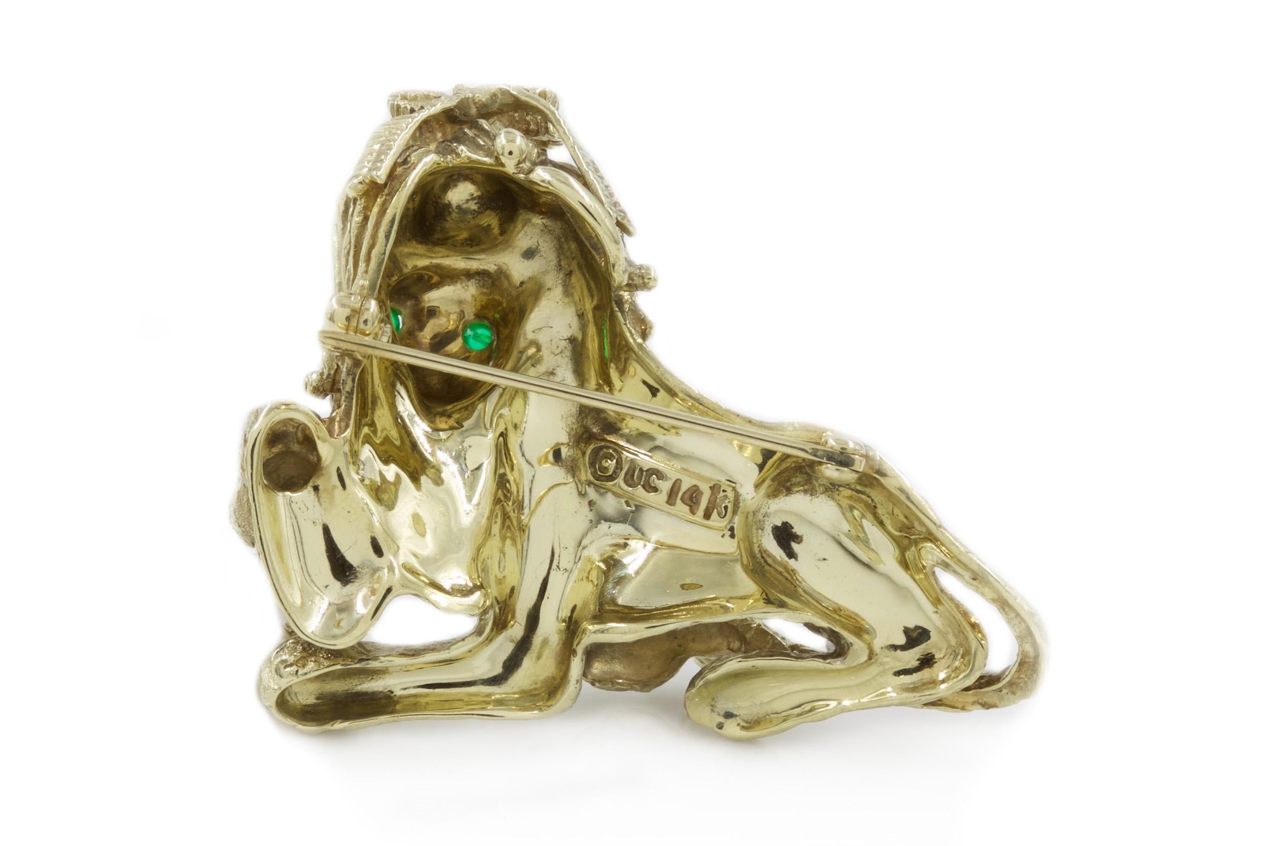 Retro 14k White Gold Figural Lion Brooch Pin Pendant, circa 1940s For Sale 3