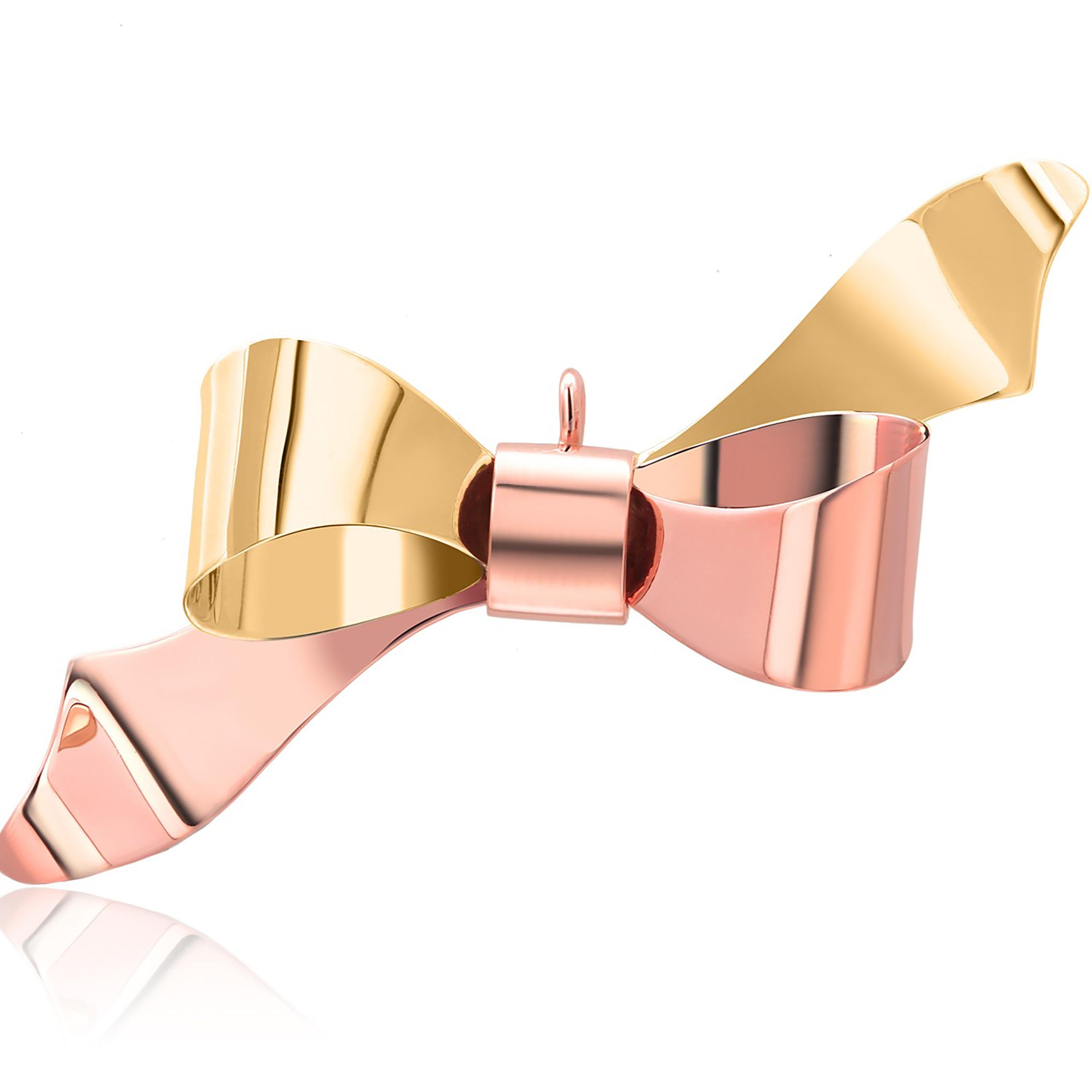 Spilla con fiocco retrò in oro giallo e rosa 14K in vendita 4