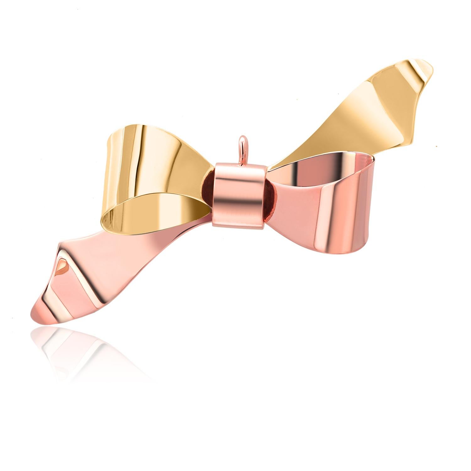 Spilla con fiocco retrò in oro giallo e rosa 14K in vendita 6