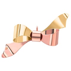 Spilla con fiocco retrò in oro giallo e rosa 14K
