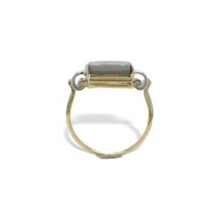 Retro 14K Yellow and White Gold 2.08 carat Australian Opal Ring size 6.75