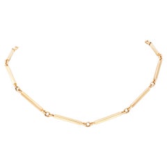 Retro 14k Yellow Gold Bar Link Necklace