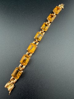 Retro 14k Yellow Gold Citrine Bracelet 1940s