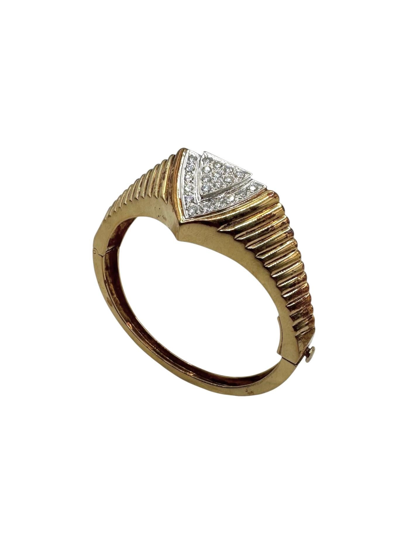 Taille brillant Bracelet rétro en or jaune 14K avec diamants, 2,50 carats en vente