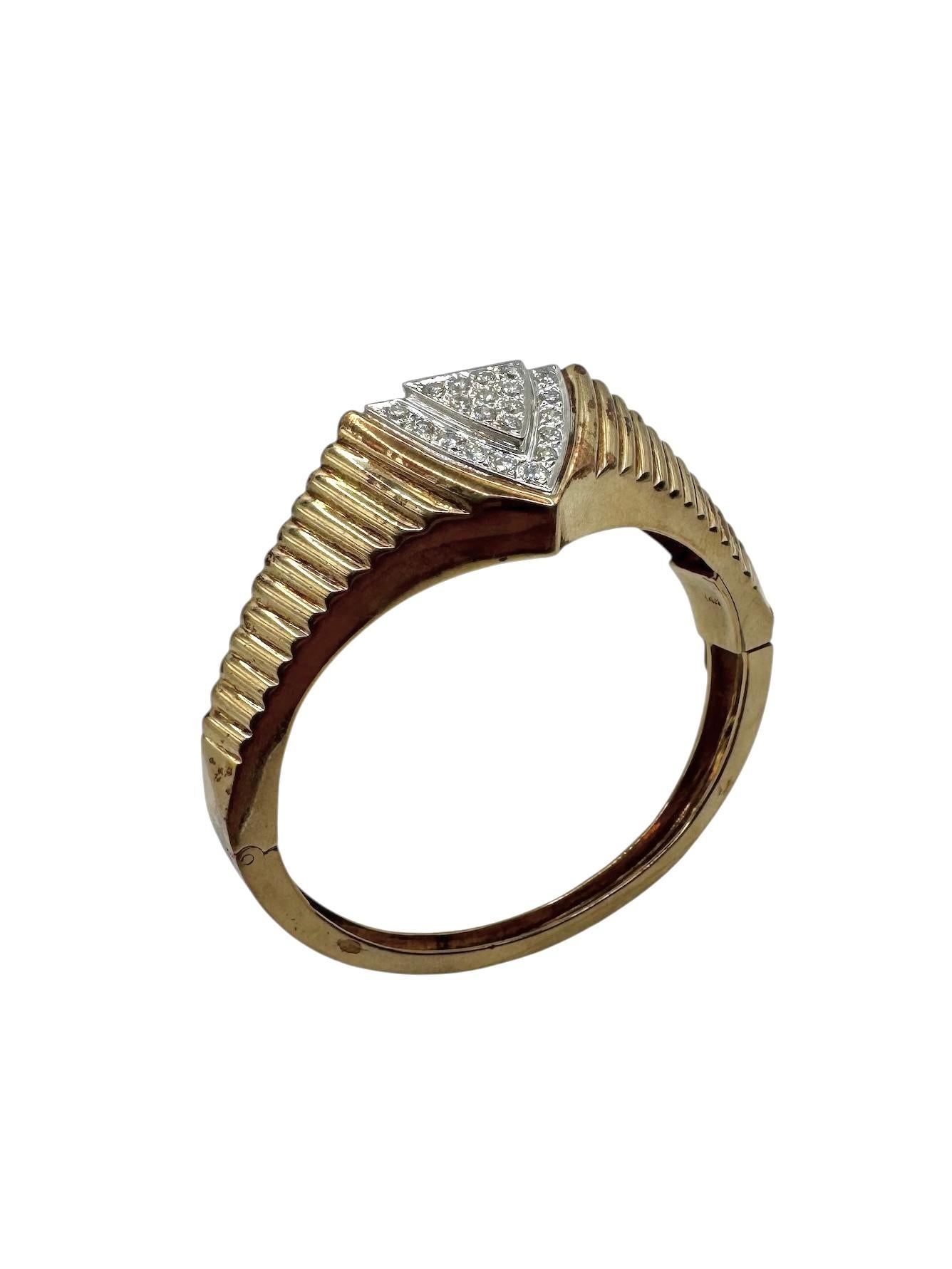 Bracelet rétro en or jaune 14K avec diamants, 2,50 carats Unisexe en vente