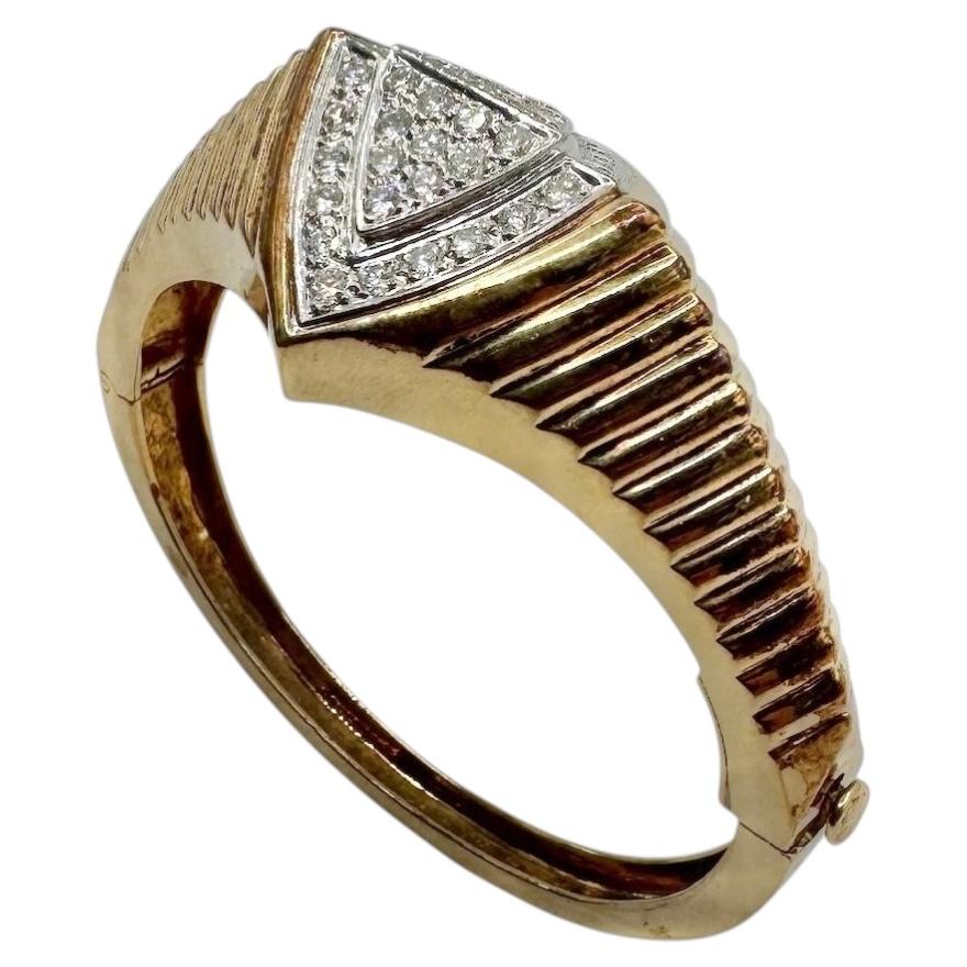 Bracciale Retro in oro giallo 14K con diamanti, 2,50 carati in vendita