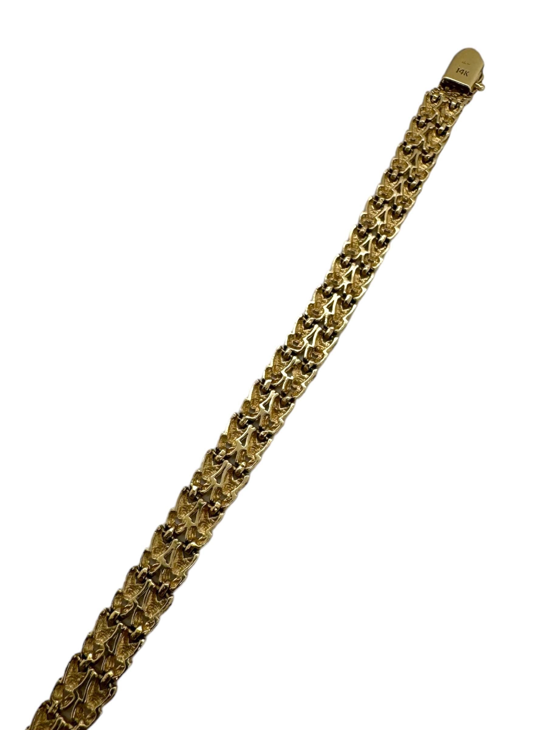 Retro Bracelet à maillons en or jaune 14K en vente 3