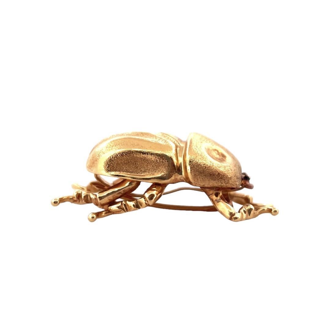 Retro 14K Gelbgold Lynn's Beetle Brosche, Retro im Zustand „Gut“ im Angebot in New York, NY