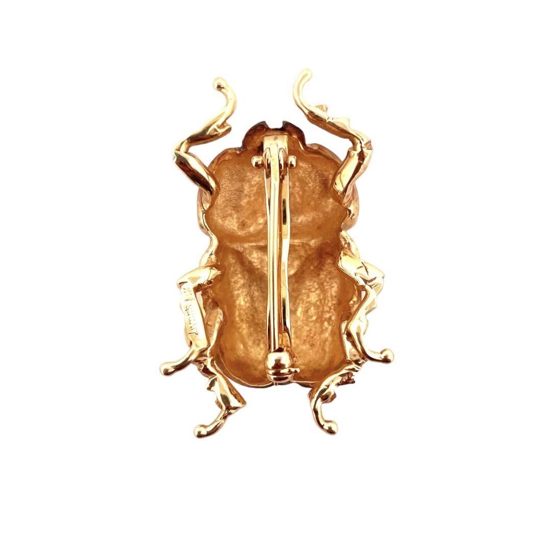Retro 14K Gelbgold Lynn's Beetle Brosche, Retro für Damen oder Herren im Angebot