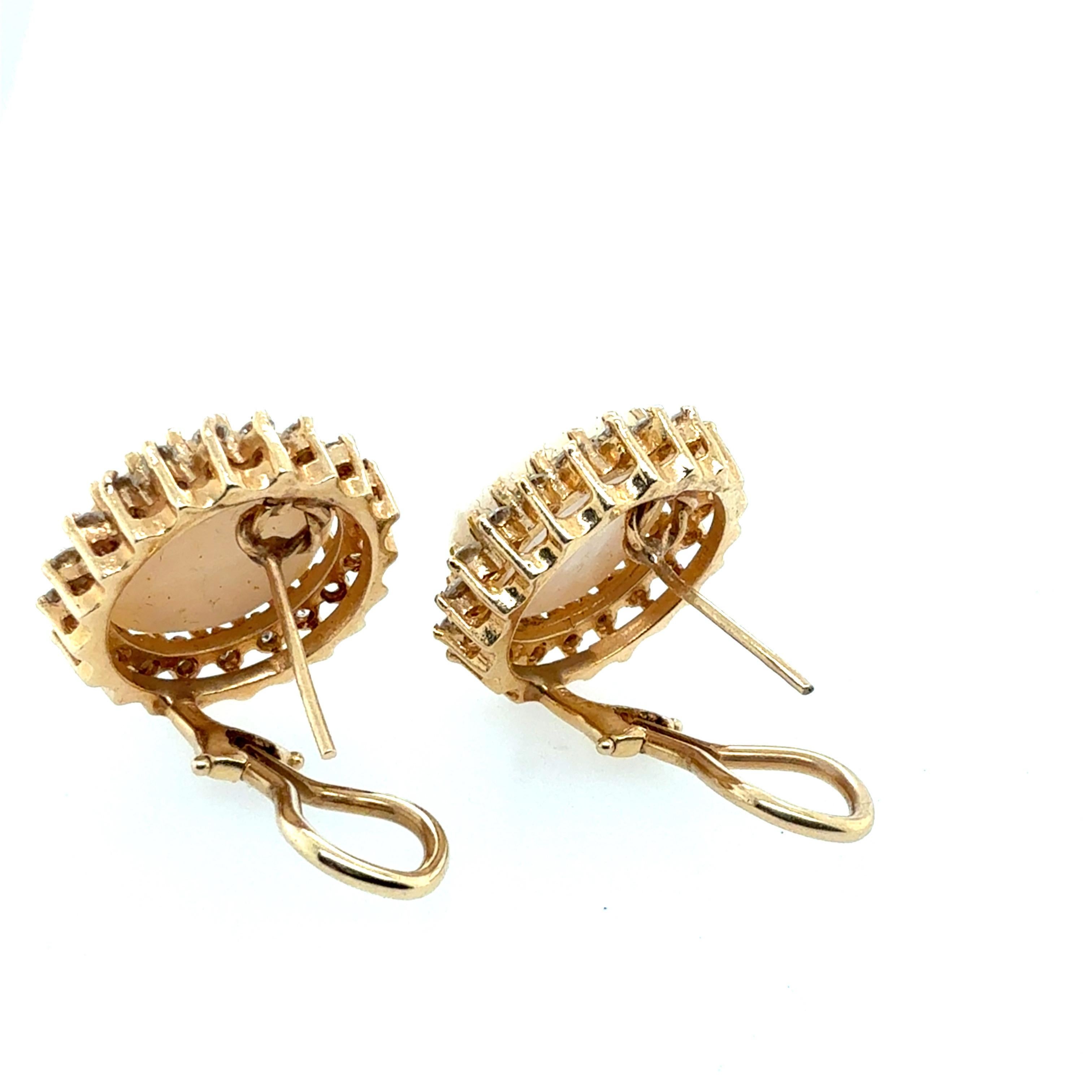 Boucles d'oreilles rétro en or jaune 14K Mabe 1.2 carat diamant naturel et perle Pour femmes en vente