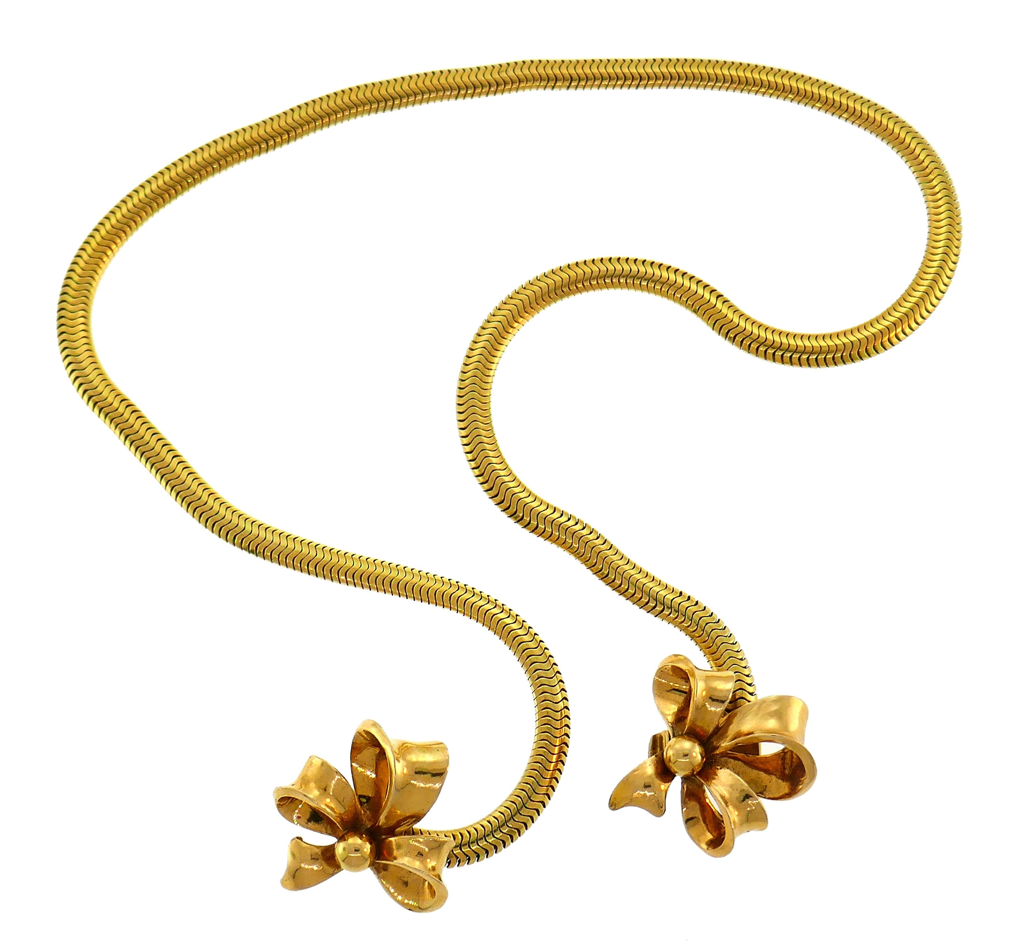 Retro 14 Karat Yellow Gold Necklace, 1940s In Good Condition In Beverly Hills, CA