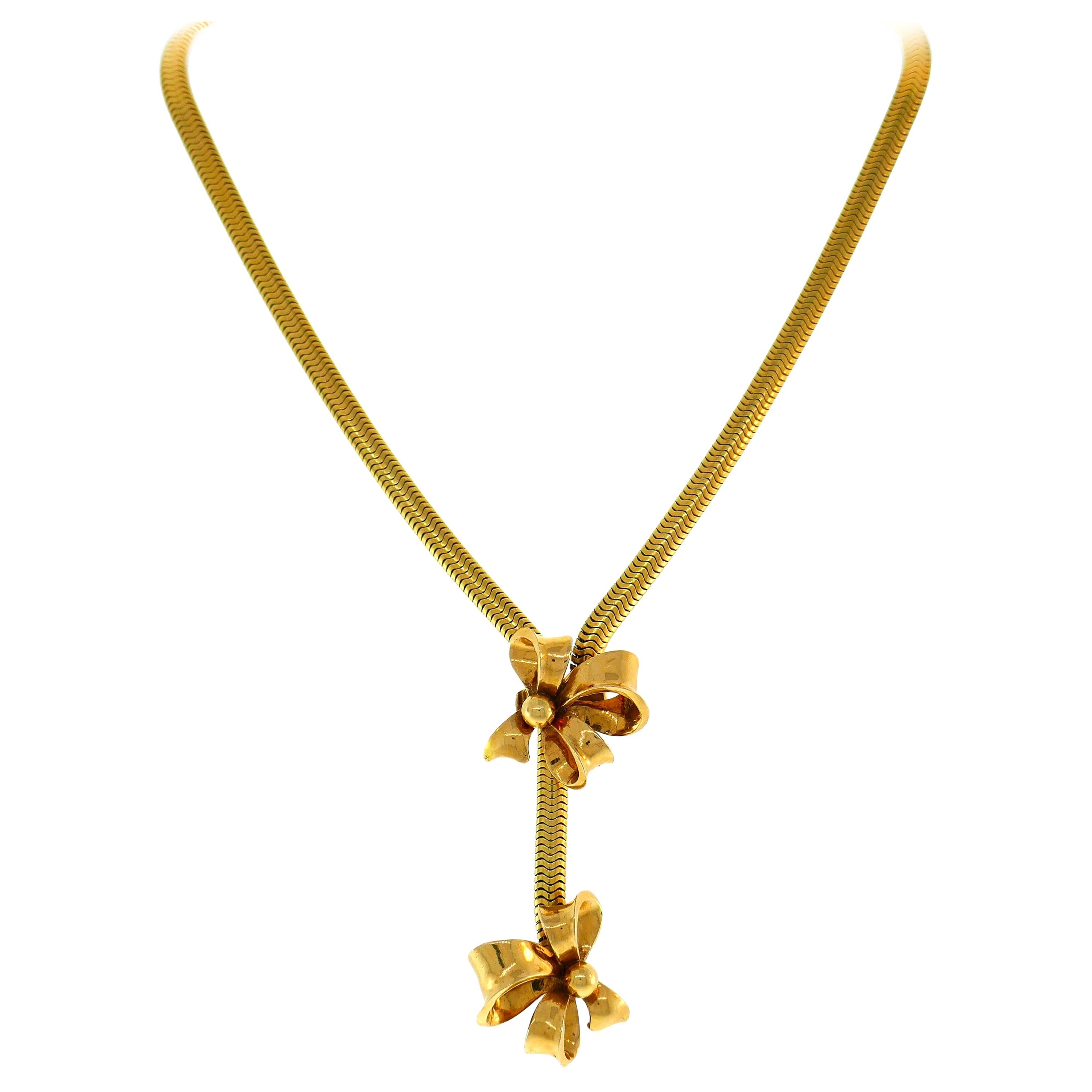 Retro 14 Karat Yellow Gold Necklace, 1940s