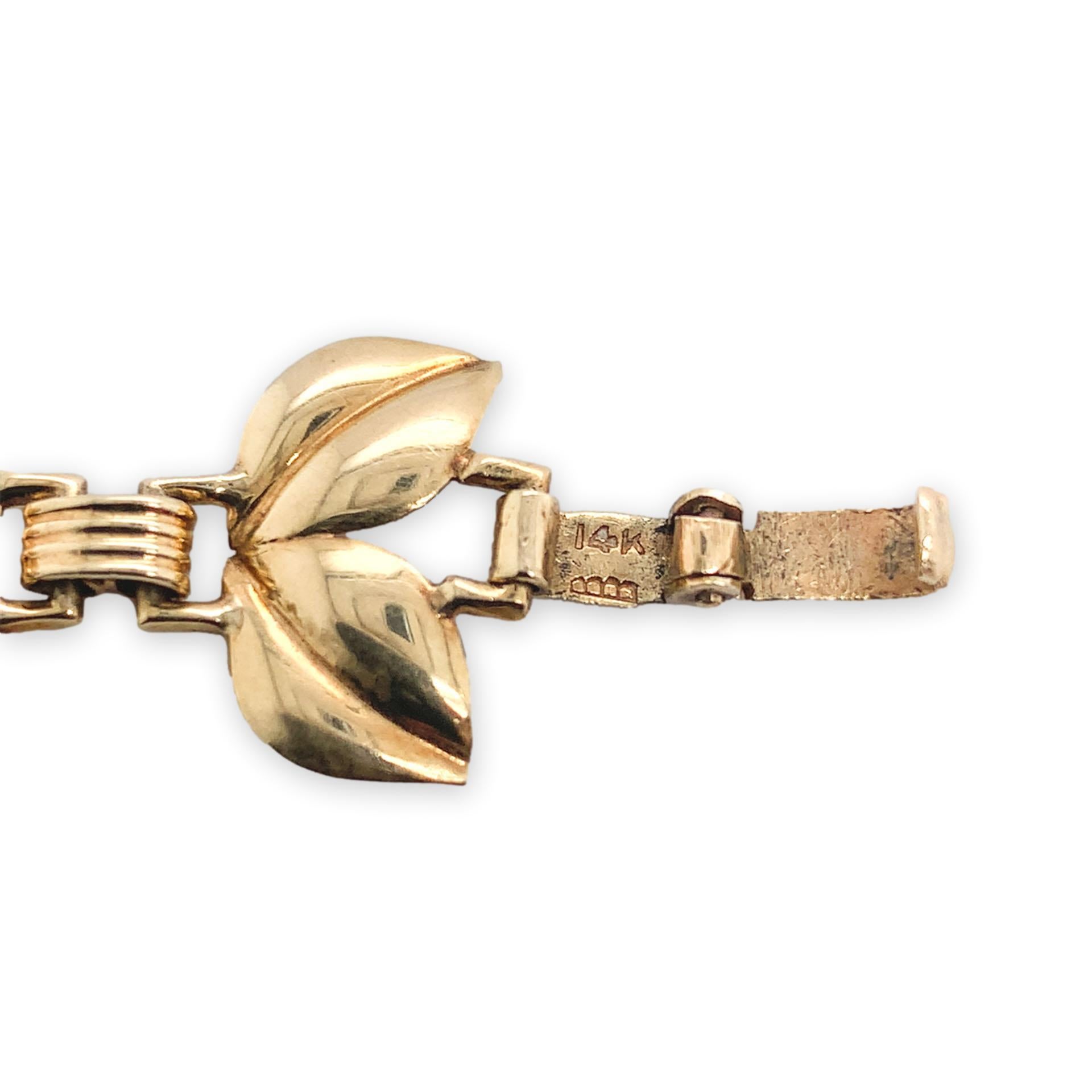Bracelet rétro à maillons en or jaune 14 carats avec 6 opales vibrantes en vente 2