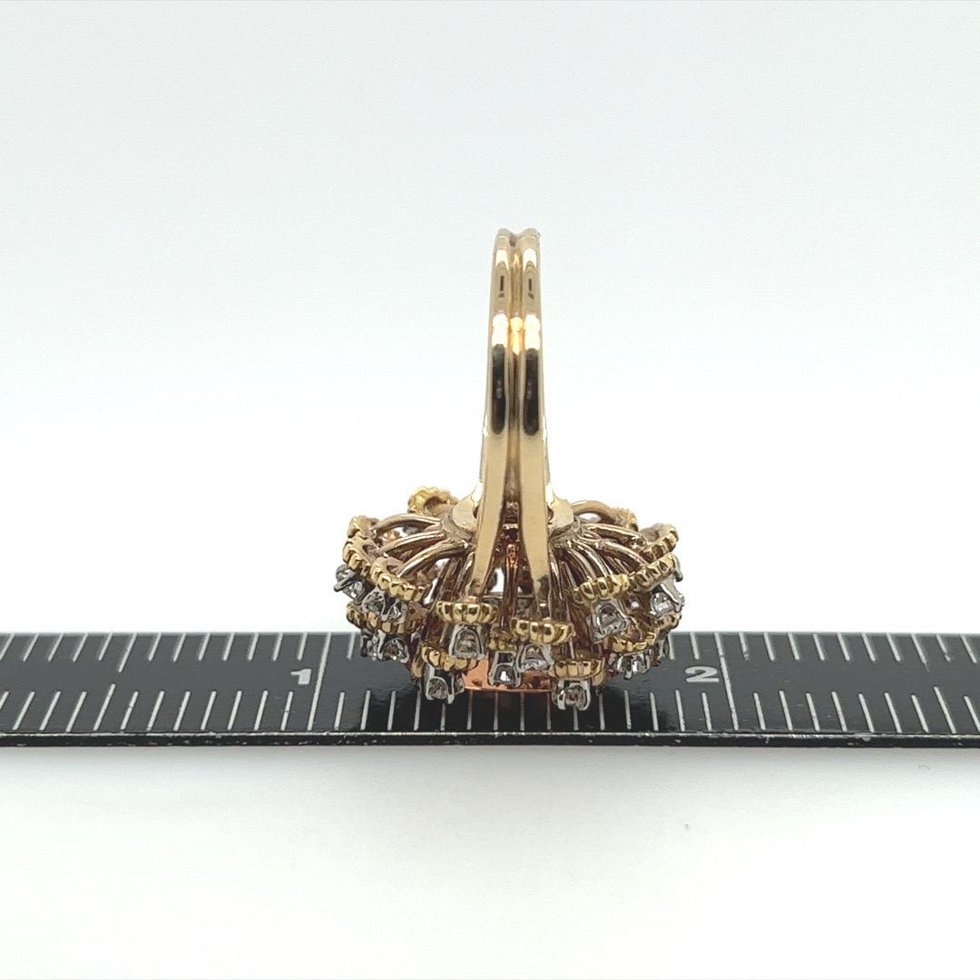 Retro 14k Gelbgold Oval Imperial Topas & natürlicher .75CT Diamant-Cocktailring 3