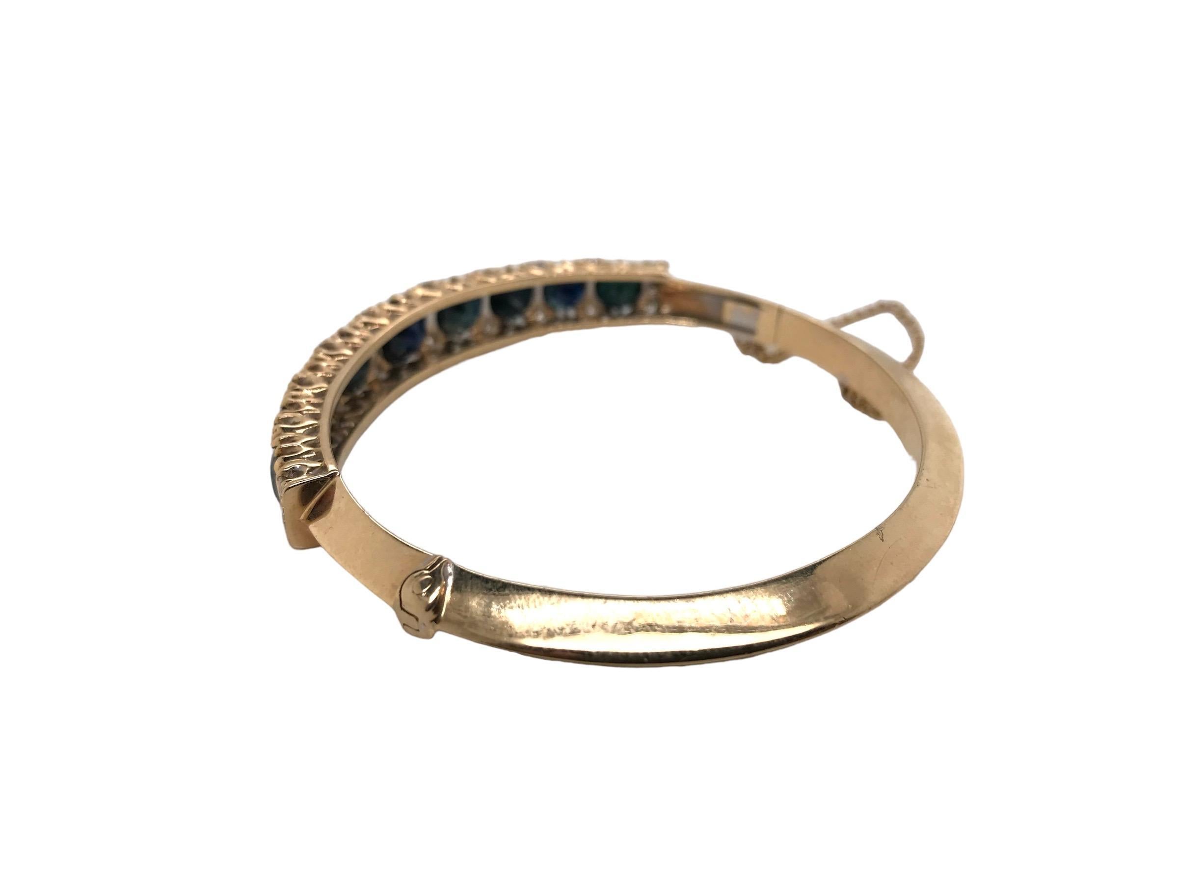 Bracelet jonc rétro en or jaune 14 carats avec saphir Excellent état - En vente à Montgomery, AL