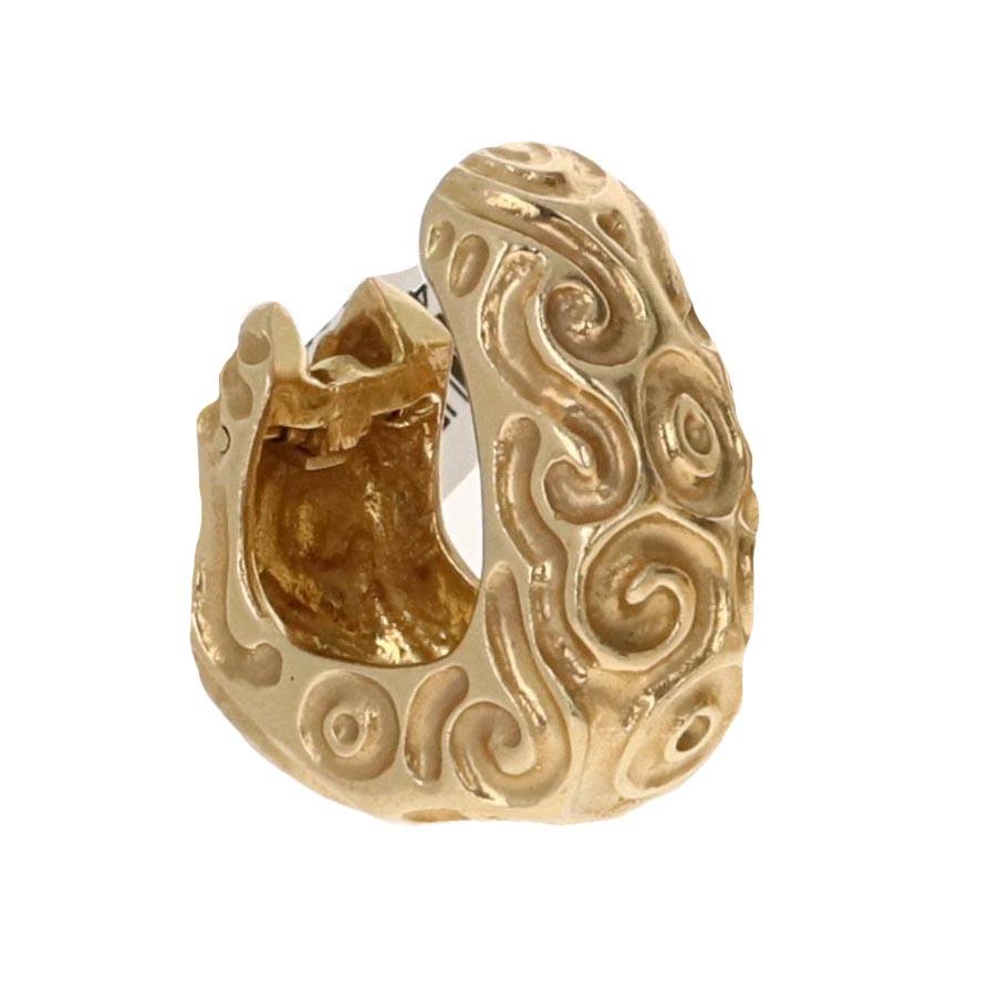 Rétro Orecchini a cerchio a spirale retrò in oro giallo 14 carati con clip in vendita