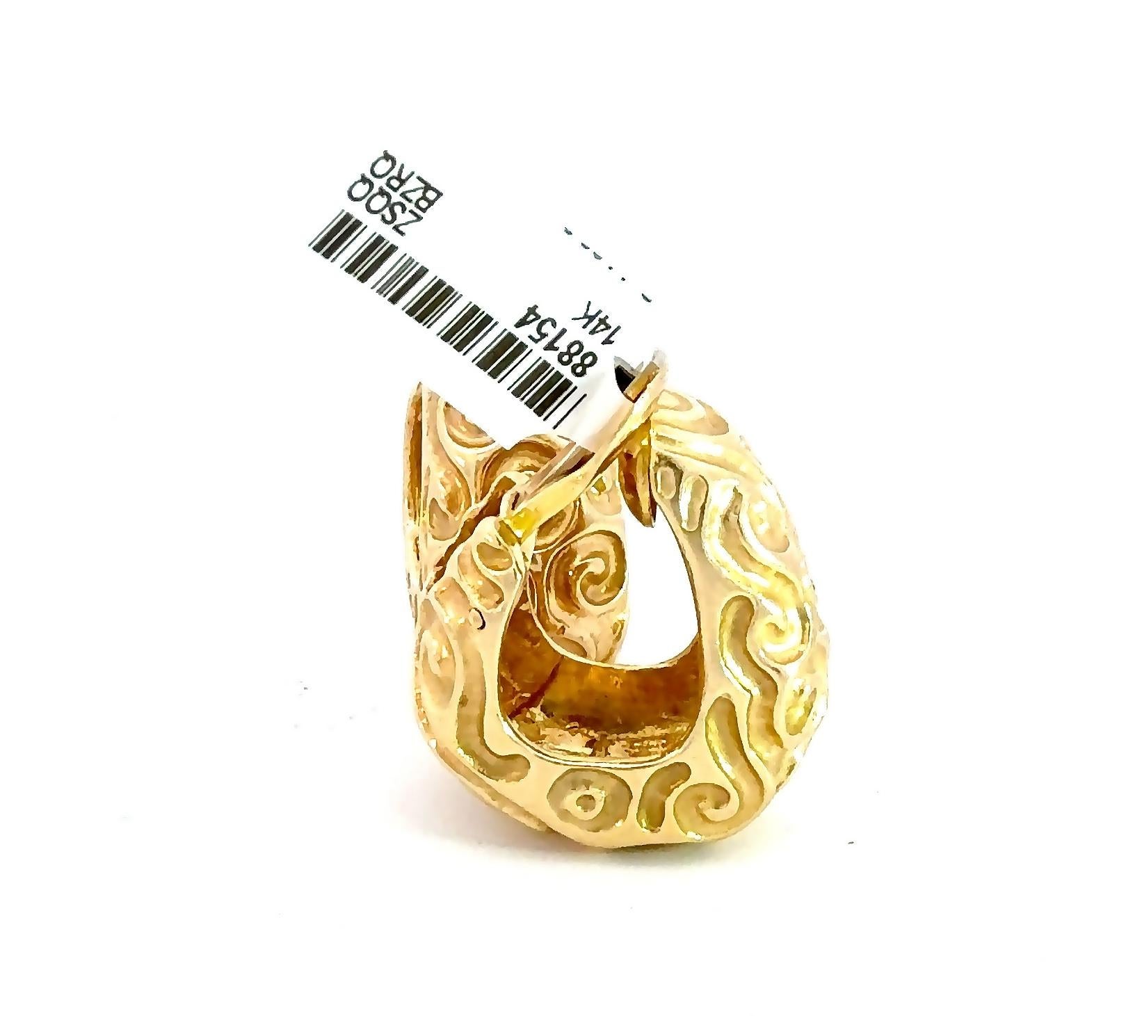 Orecchini a cerchio a spirale retrò in oro giallo 14 carati con clip in vendita 2