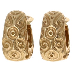Retro 14K Yellow Gold Swirl Hoop Clip-On Earrings