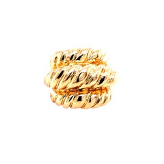 Retro 14 Karat Gold Bamboo Oversize Ring