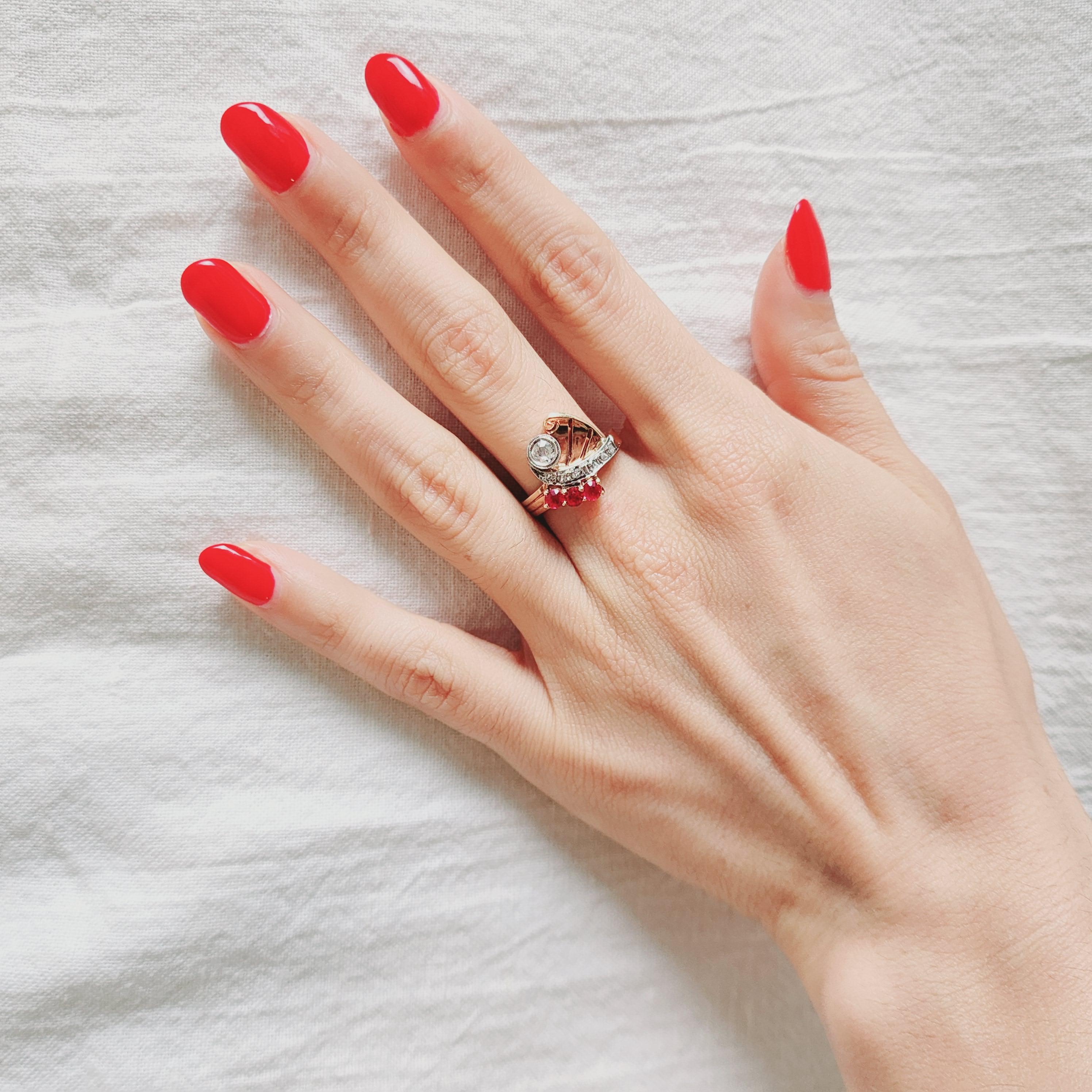 Step into the glamorous world of Retro style with this stunning Ring, crafted in 14k yellow Gold and Platinum. This captivating piece features a center Old mine Diamond, approximately 0.25 carats in weight, with H color and SI clarity. Alongside